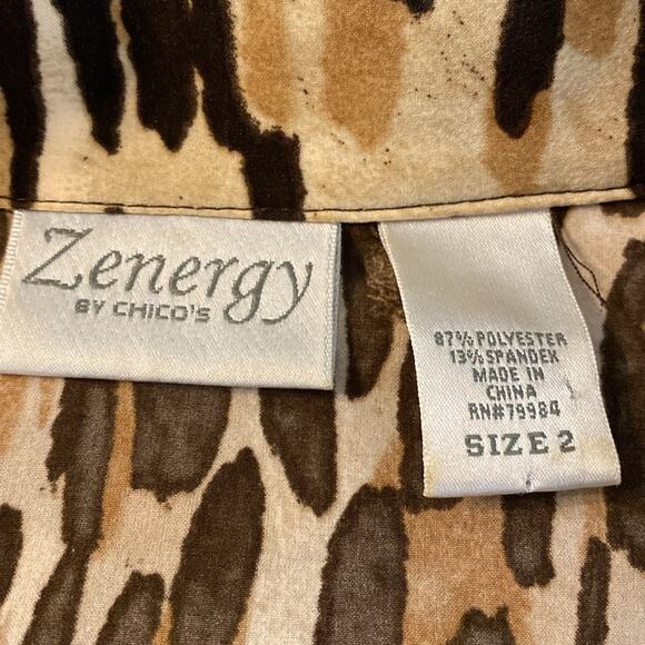 Zenergy by Chico’s Lightweight Animal Print Zip Front Jacket Size Large - Picture 3 of 7